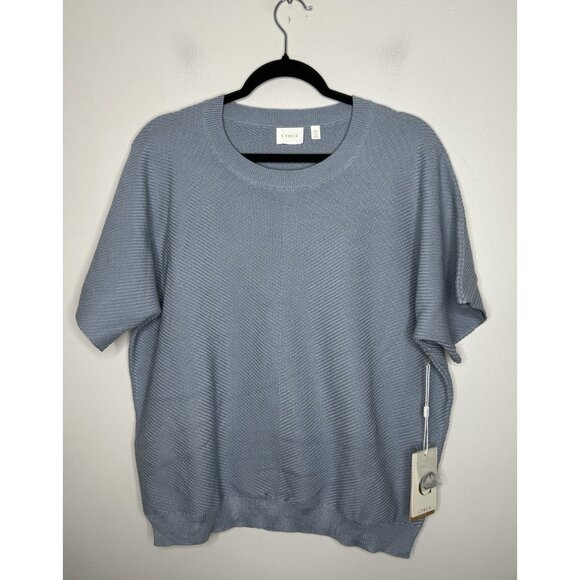 Cyrus Womens Blue Short Sleeve Round Neck Pullover Sweater Size XL NWT - Picture 1 of 10